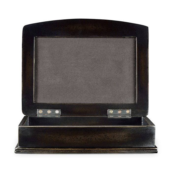 Anthracite Faux Shagreen Bronze Leaf Box
