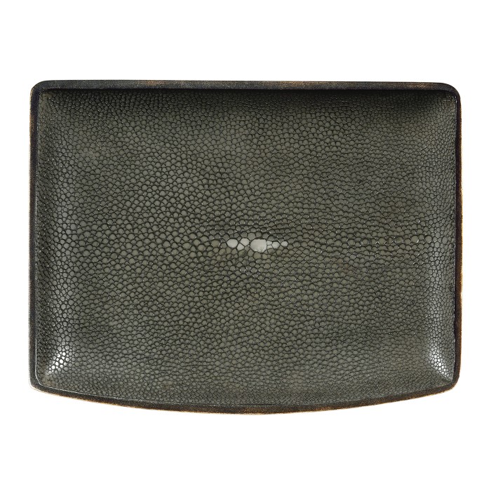 Anthracite Faux Shagreen Bronze Leaf Box