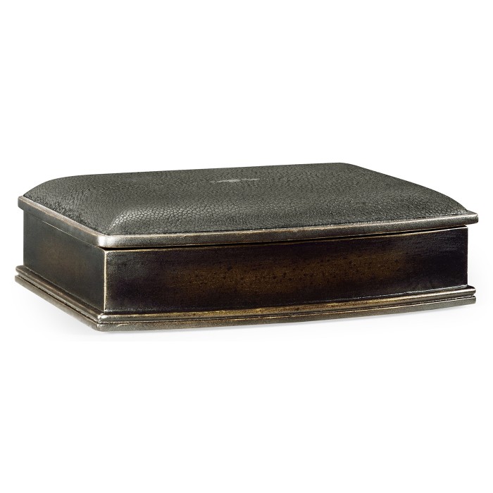 Anthracite Faux Shagreen Bronze Leaf Box