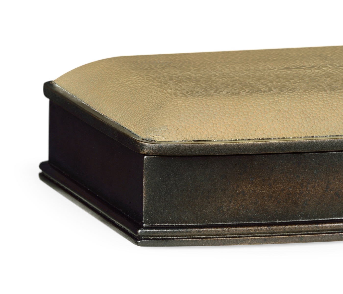Faux Shagreen Bronze Box (Cream)
