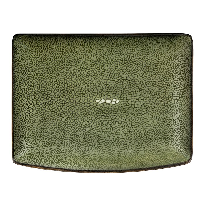 Green Faux Shagreen Bronze Box