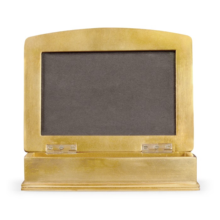 Anthracite Faux Shagreen Gilded Leaf Box