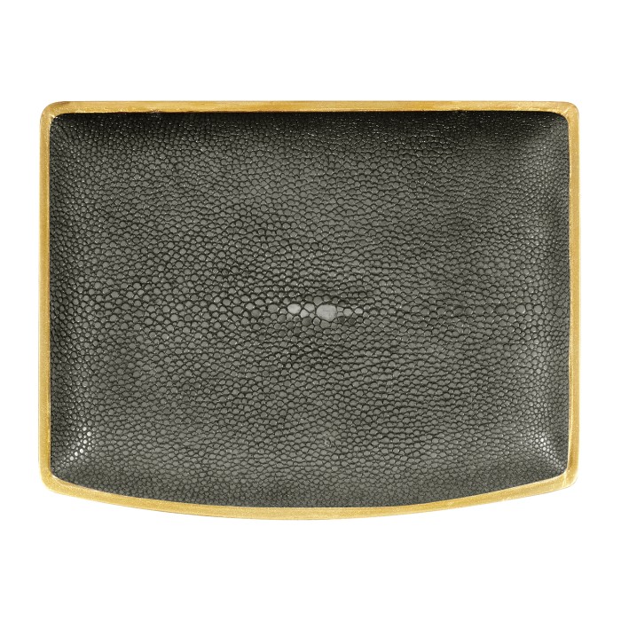 Anthracite Faux Shagreen Gilded Leaf Box