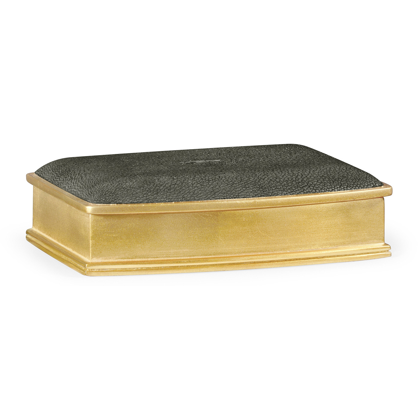 Anthracite Faux Shagreen Gilded Leaf Box