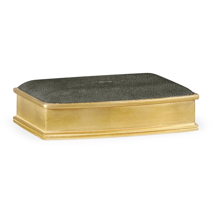 Anthracite Faux Shagreen Gilded Leaf Box