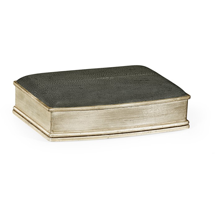 Anthracite Faux Shagreen Silver Leaf Box