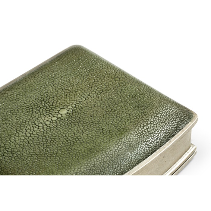 Green Faux Shagreen Silvered Box