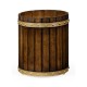 Round Walnut Peat Bucket Style Waste Basket