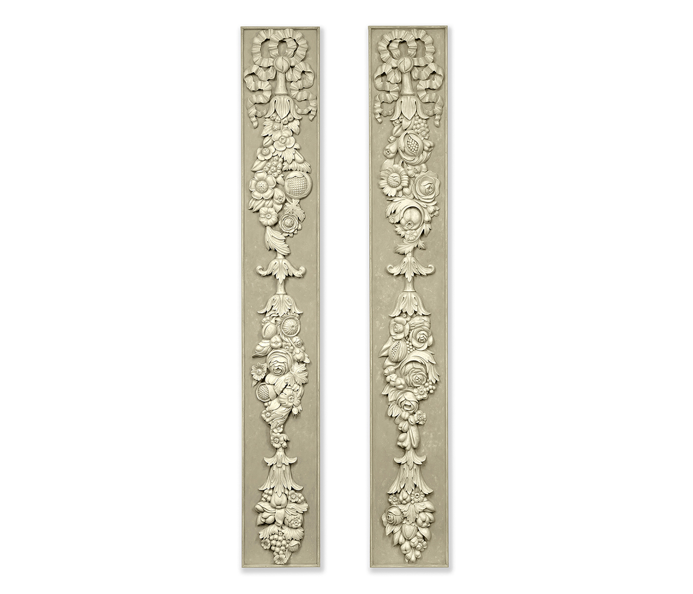 Pair grisaille carved panels (Grey Weathered )