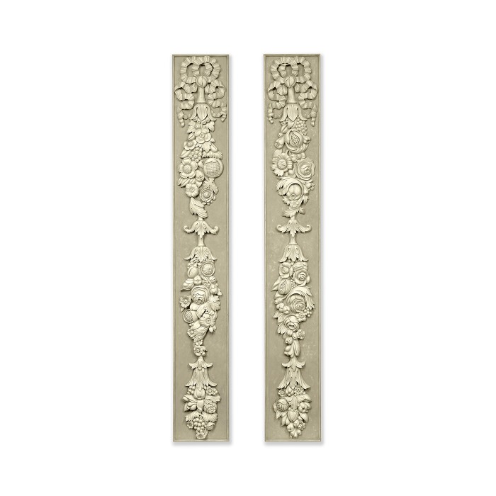 Pair grisaille carved panels (Grey Weathered )