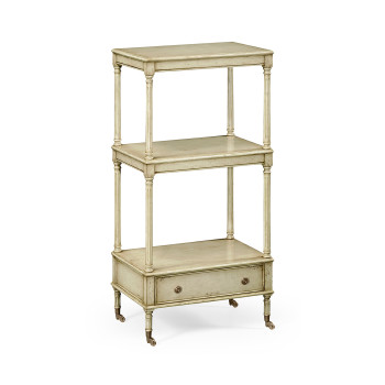 Three-tier grey rub-through étagère