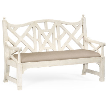 White Painted Lattice Work Bench