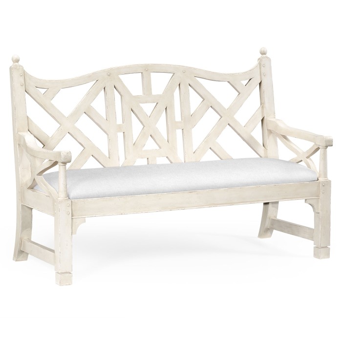White Painted Lattice Work Bench