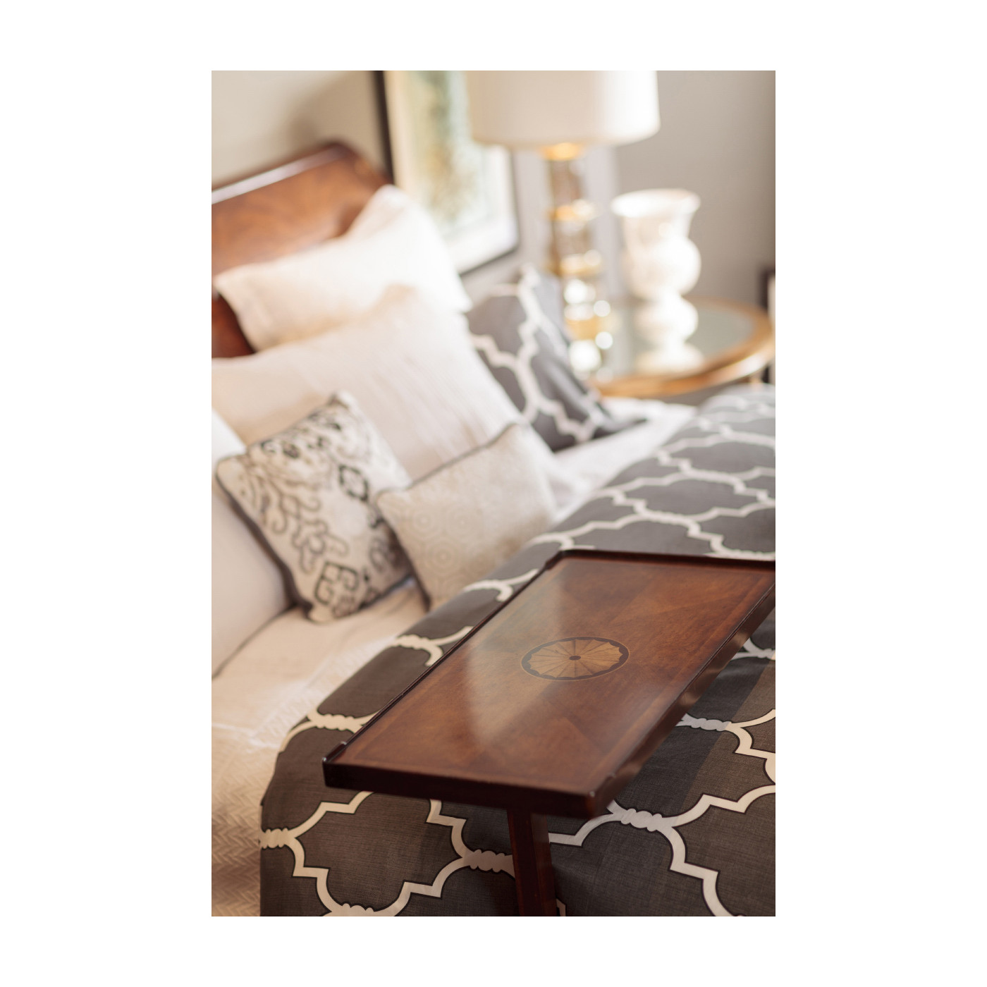 Satinwood Adjustable Sofa/Bed Table