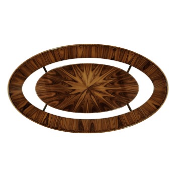 Art Deco Oval Glass Topped High Lustre Coffee Table