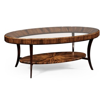 Art Deco Oval Glass Topped High Lustre Coffee Table