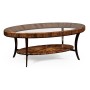 Art Deco Oval Glass Topped High Lustre Coffee Table