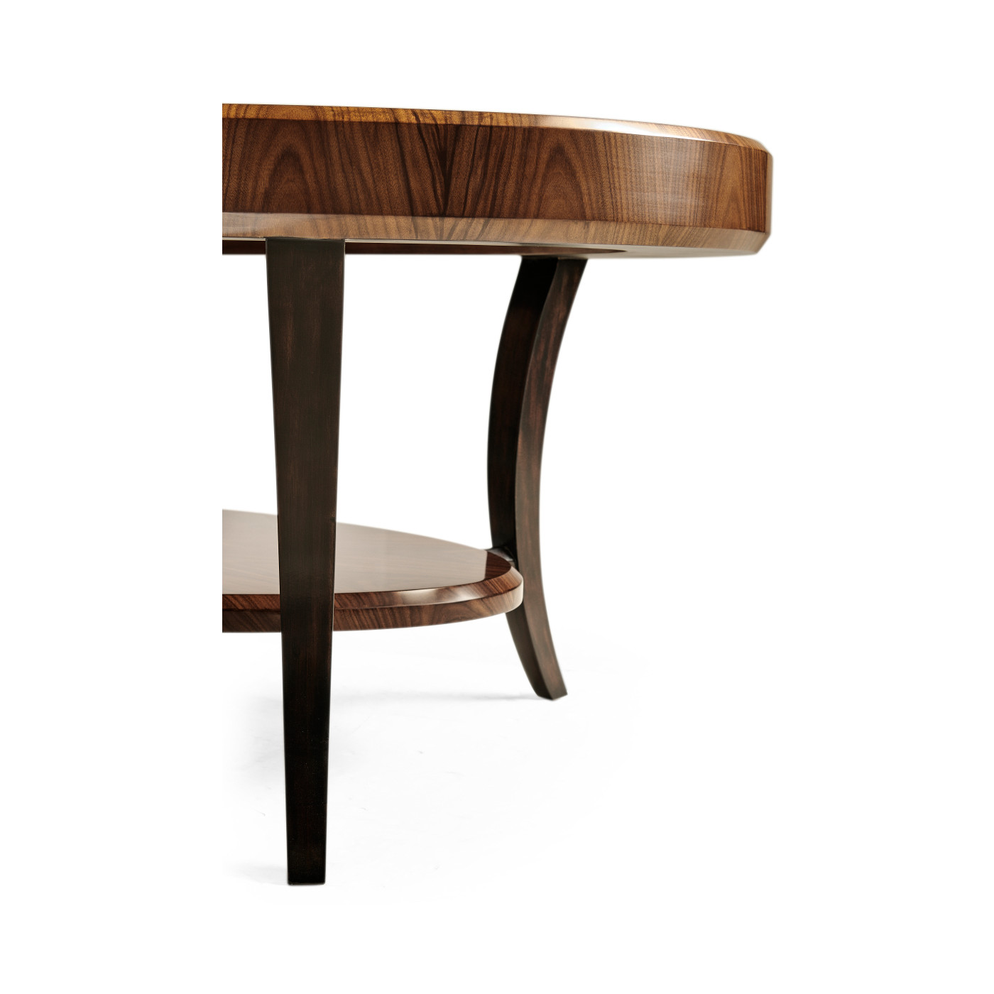 Art Deco Oval Glass Topped Satin Coffee Table 