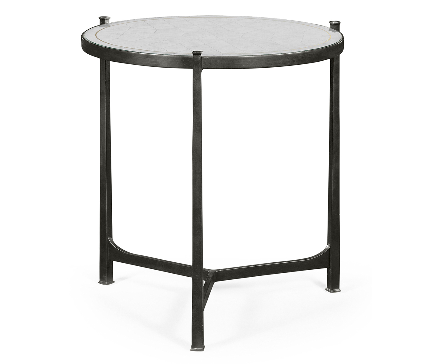 Large Églomisé & Bronze Iron Lamp Table