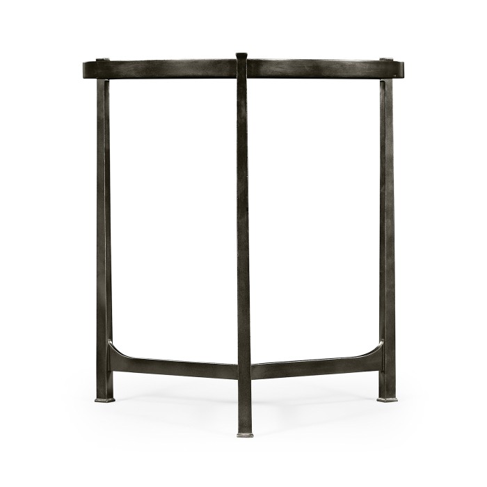 Large Green Round Faux Shagreen Bronze Side Table