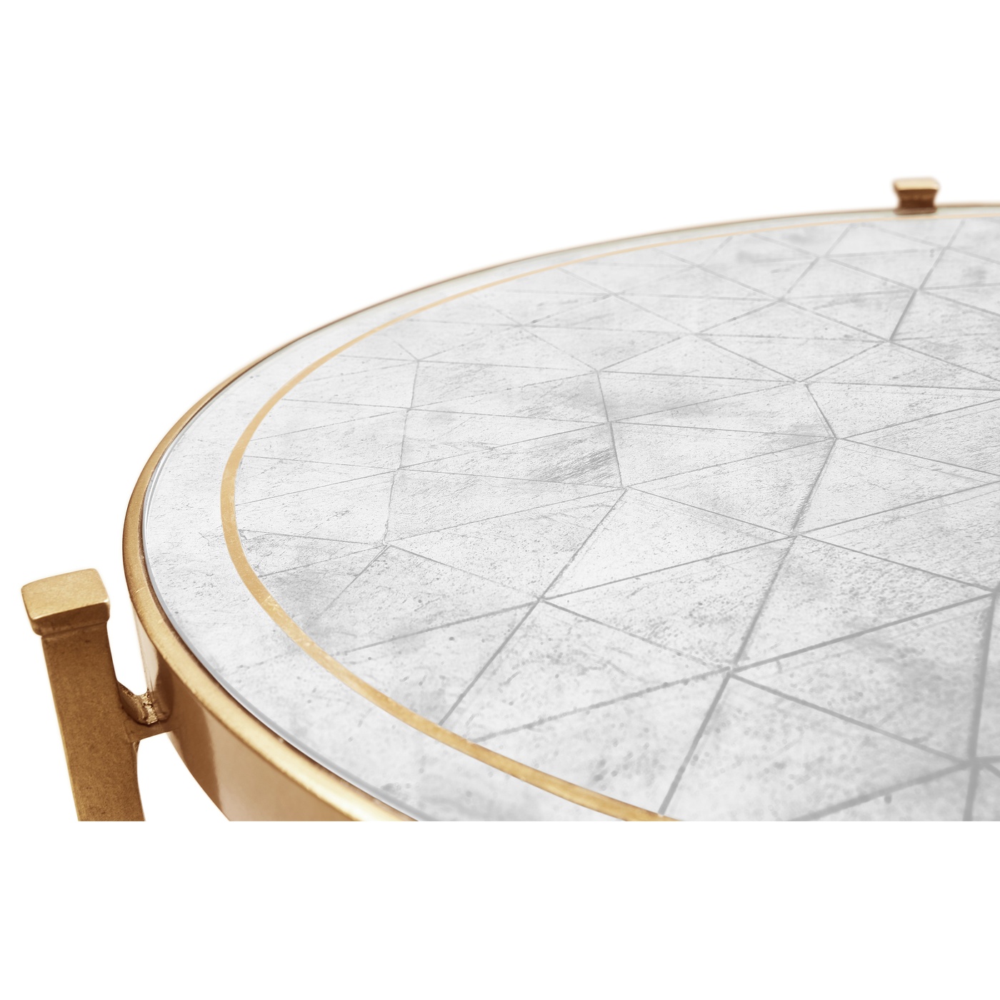 Large Églomisé & Gilded Iron Lamp Table 