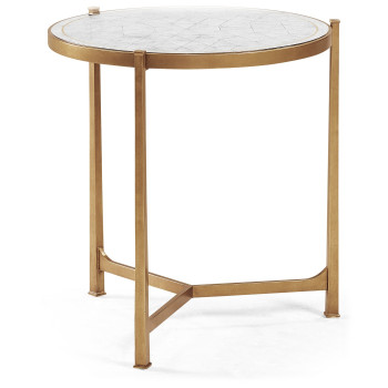 Large Églomisé & Gilded Iron Lamp Table 