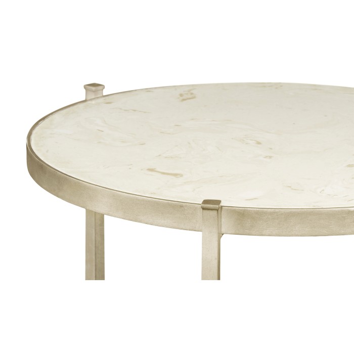 Large Scagliola & Silver Round Side Table