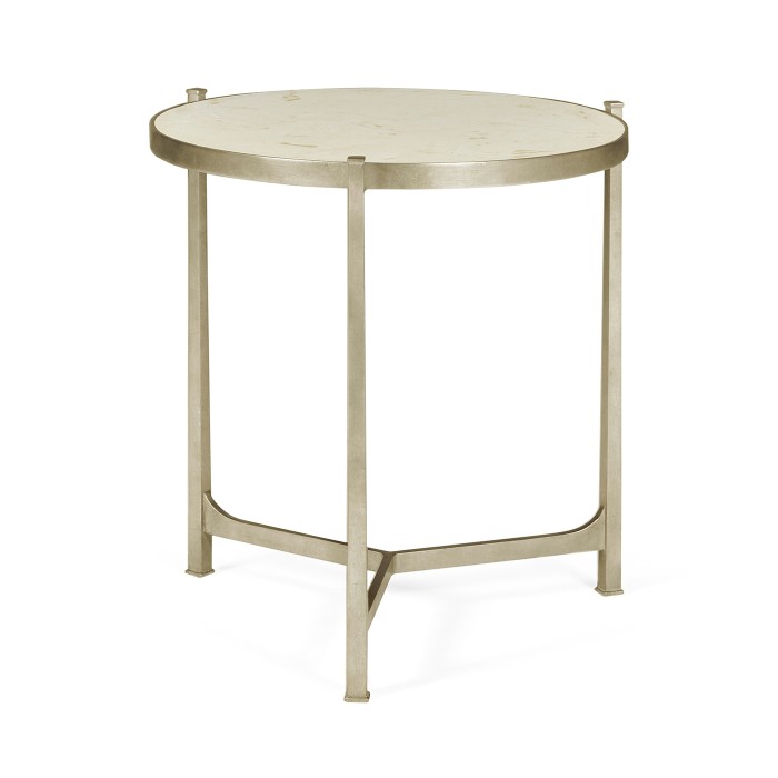 Large Scagliola & Silver Round Side Table