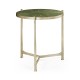 Large Green Round Faux Shagreen Silver Side Table