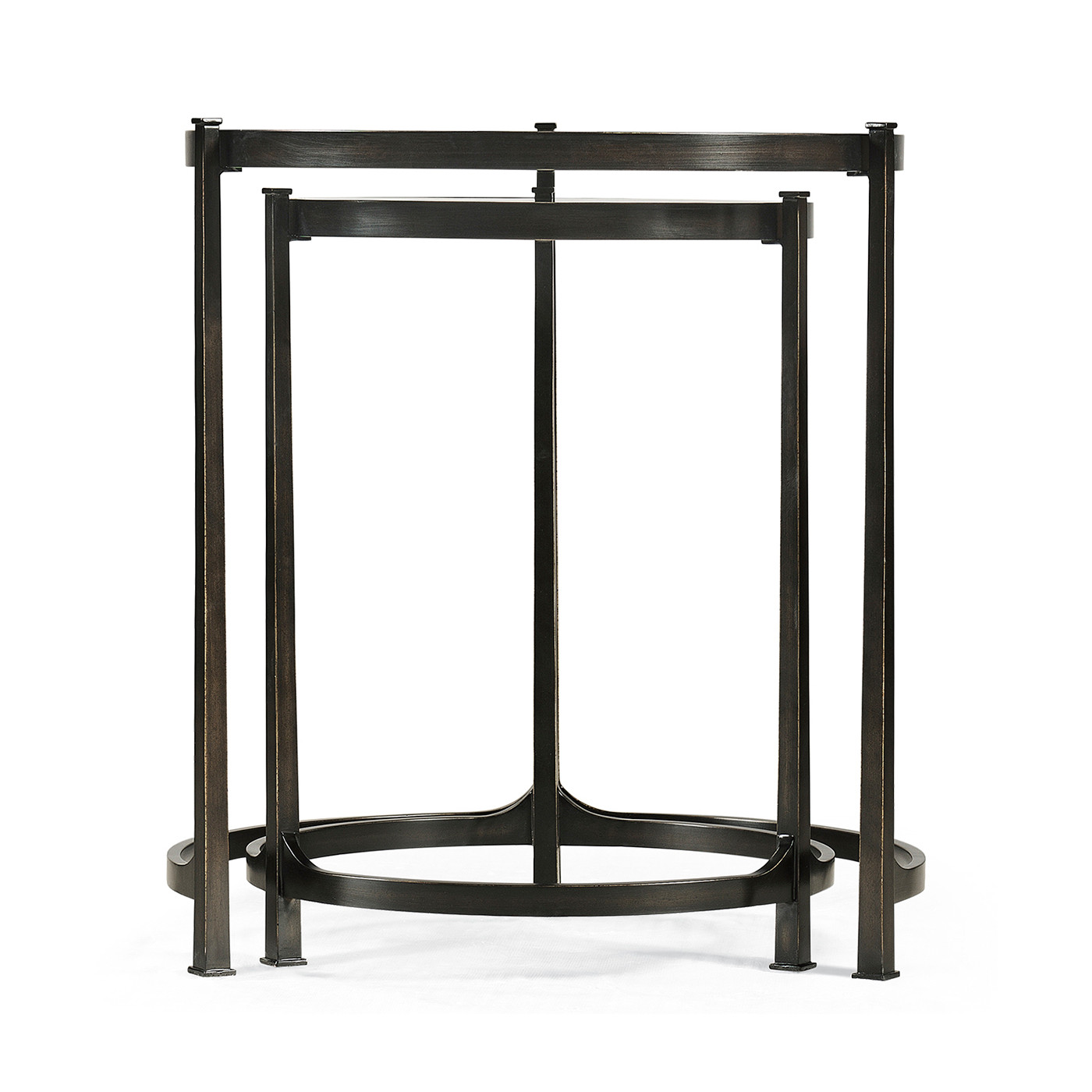 Églomisé & Bronze Iron Round Nest of Tables