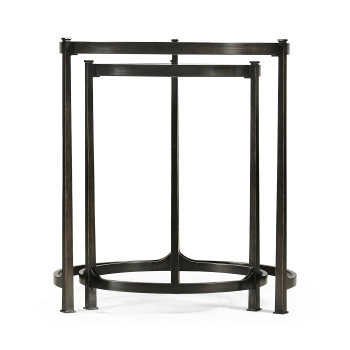Églomisé & Bronze Iron Round Nest of Tables