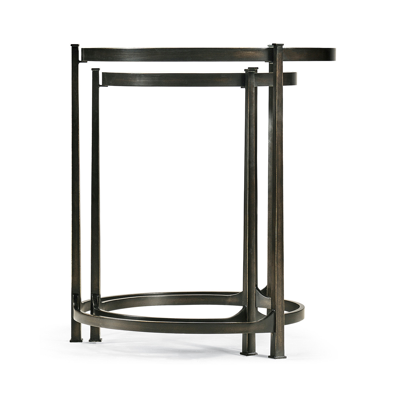 Églomisé & Bronze Iron Round Nest of Tables