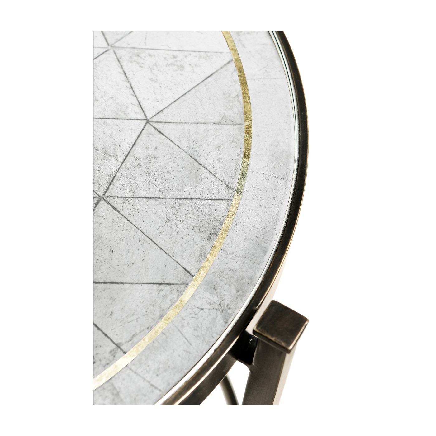 Églomisé & Bronze Iron Round Nest of Tables