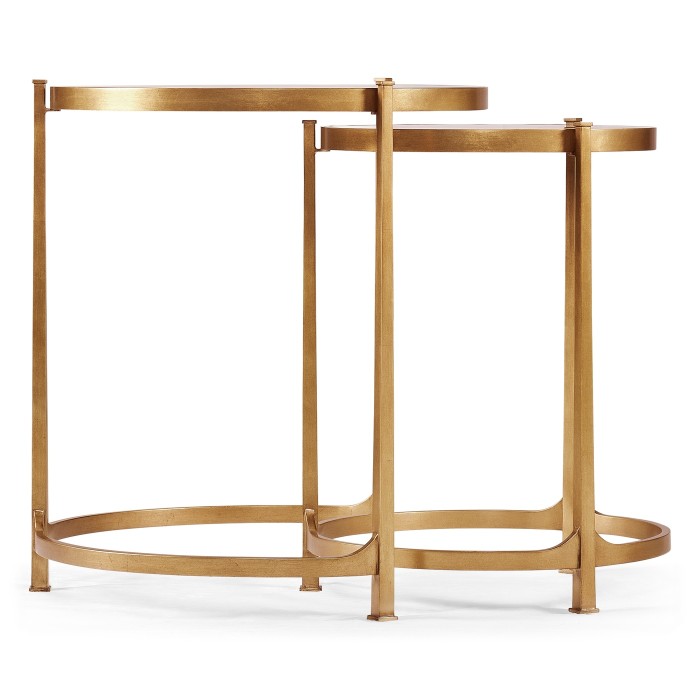 Églomisé & Gilded Iron Round Nest of Tables