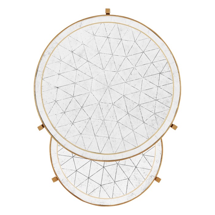 Églomisé & Gilded Iron Round Nest of Tables