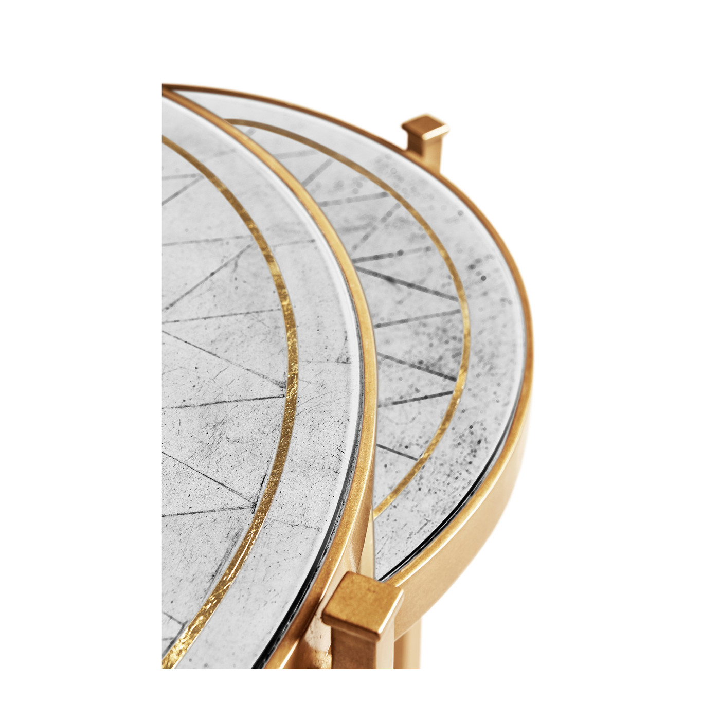 Églomisé & Gilded Iron Round Nest of Tables