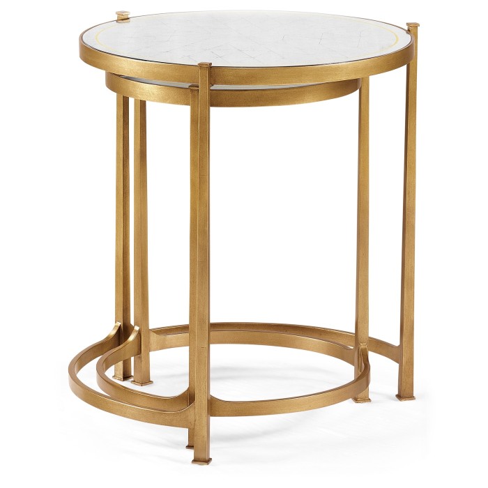 Églomisé & Gilded Iron Round Nest of Tables