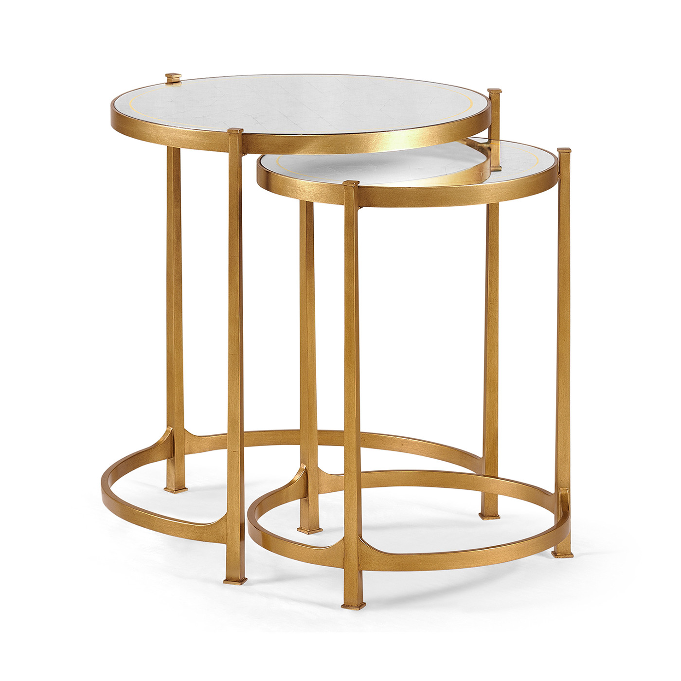 Églomisé & Gilded Iron Round Nest of Tables