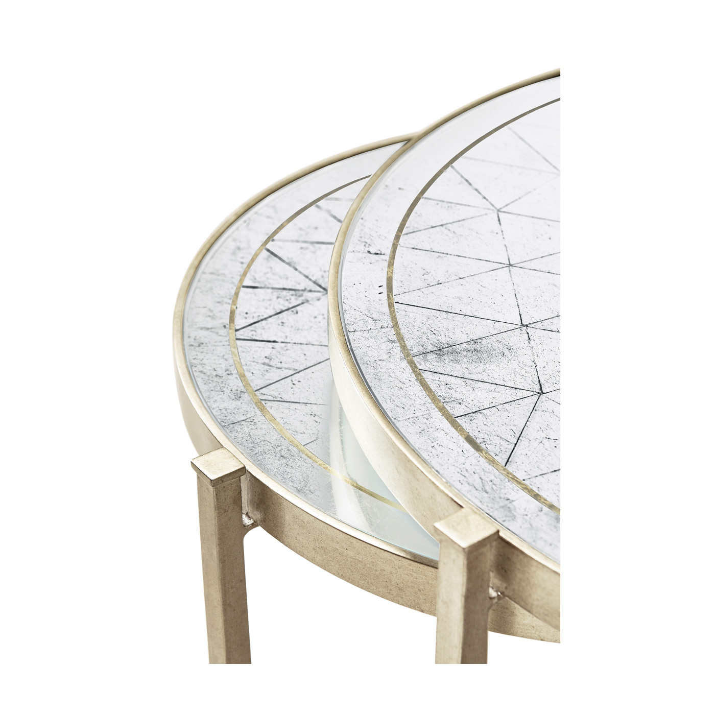 Églomisé & Silver Iron Round Nest of Tables