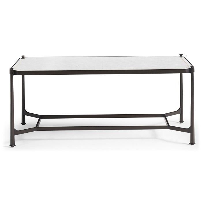 Églomisé & Bronze Iron Rectangular Coffee Table
