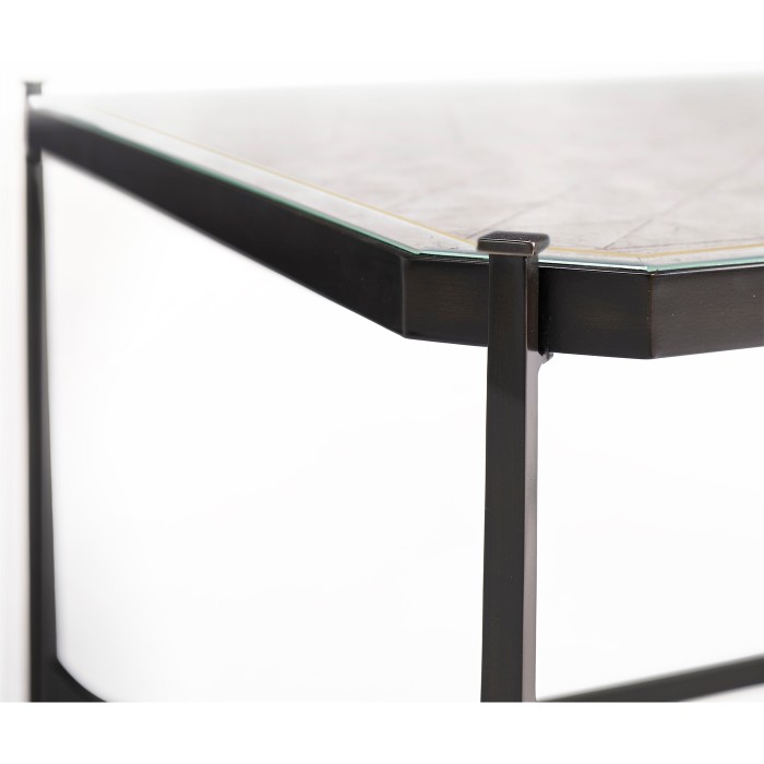 Églomisé & Bronze Iron Rectangular Coffee Table