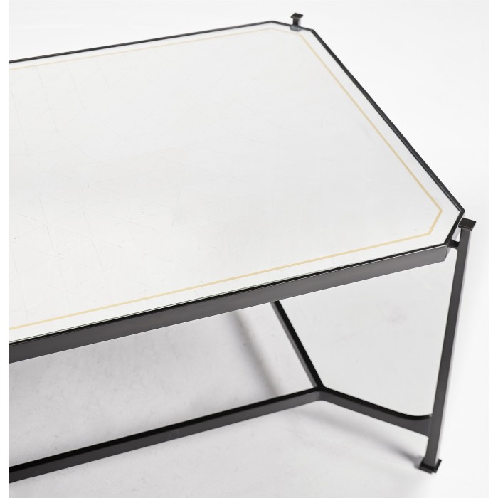 Églomisé & Bronze Iron Rectangular Coffee Table