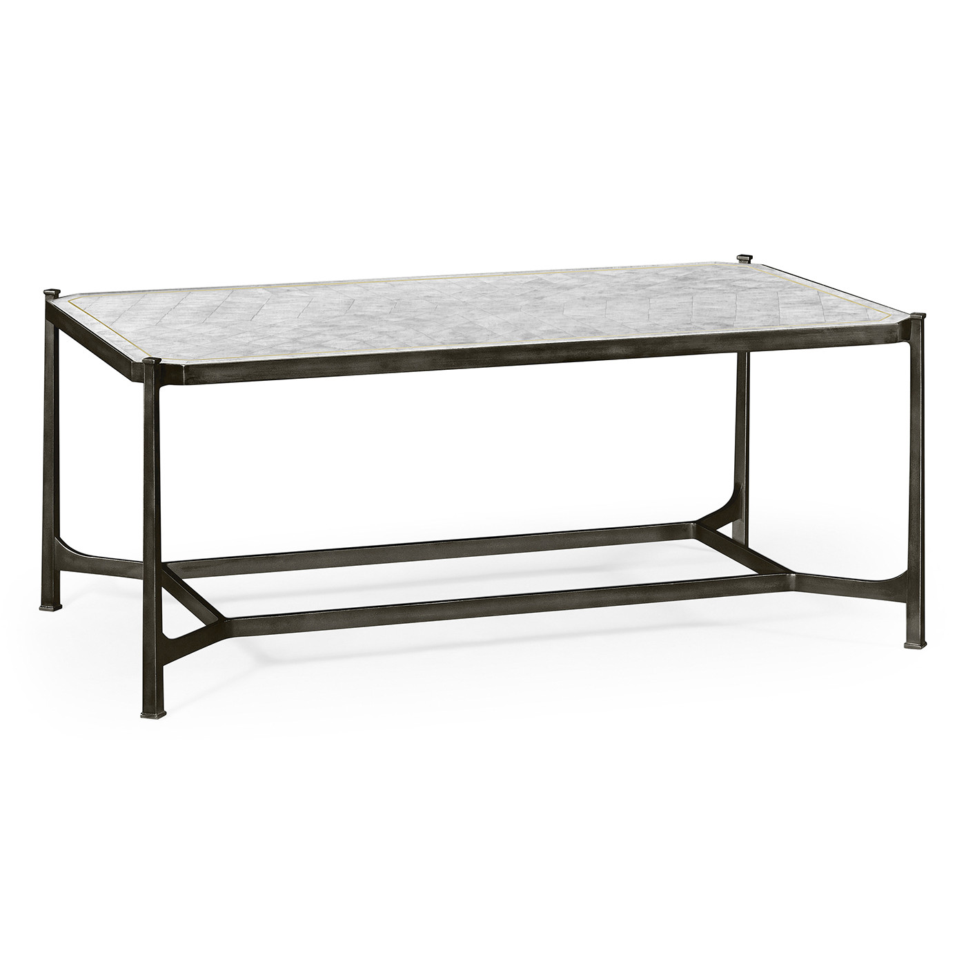 Églomisé & Bronze Iron Rectangular Coffee Table