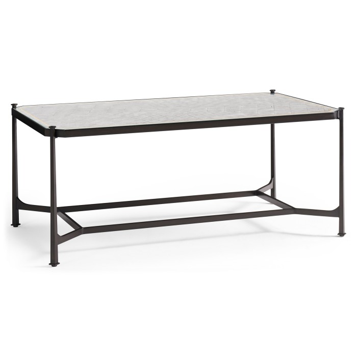 Églomisé & Bronze Iron Rectangular Coffee Table