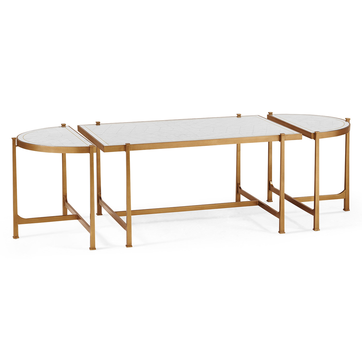 Églomisé & Gilded Iron Bunching Tables