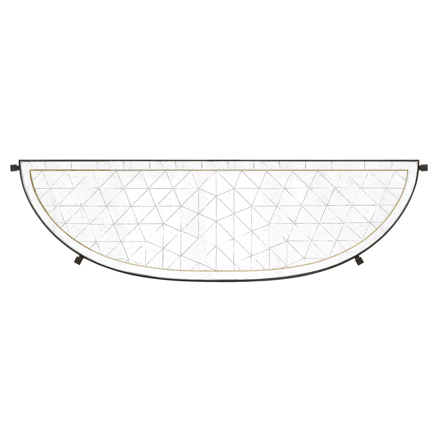 Large Églomisé & Bronze Iron Demilune Console