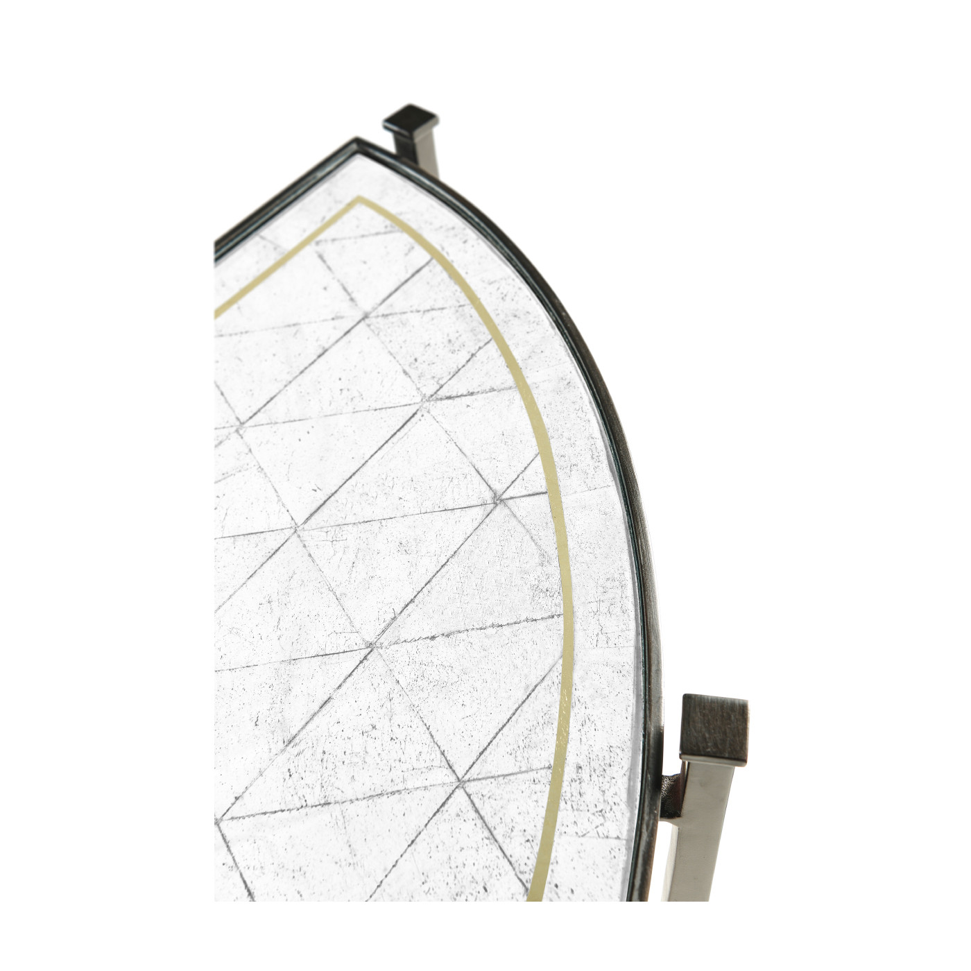 Large Églomisé & Bronze Iron Demilune Console