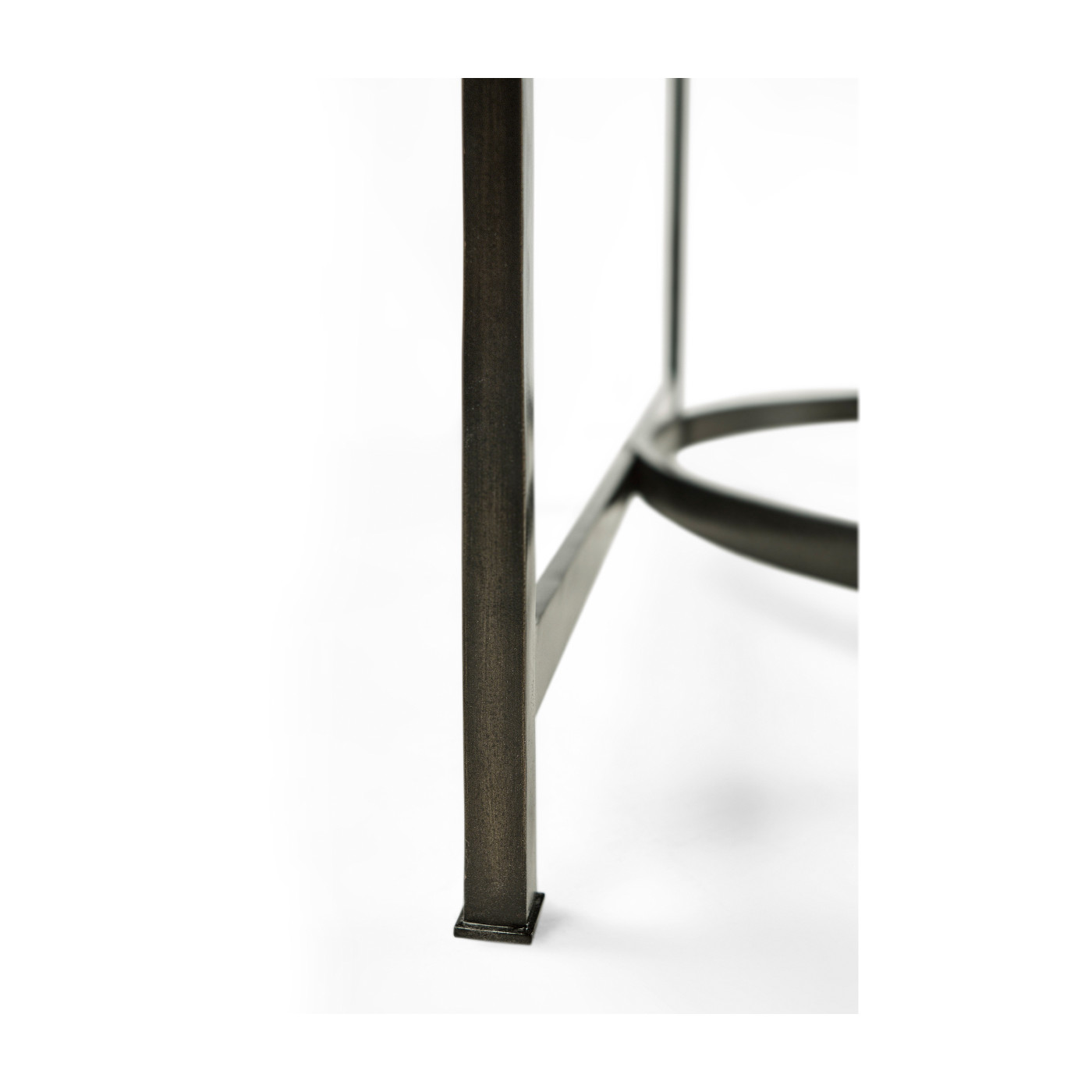 Large Églomisé & Bronze Iron Demilune Console