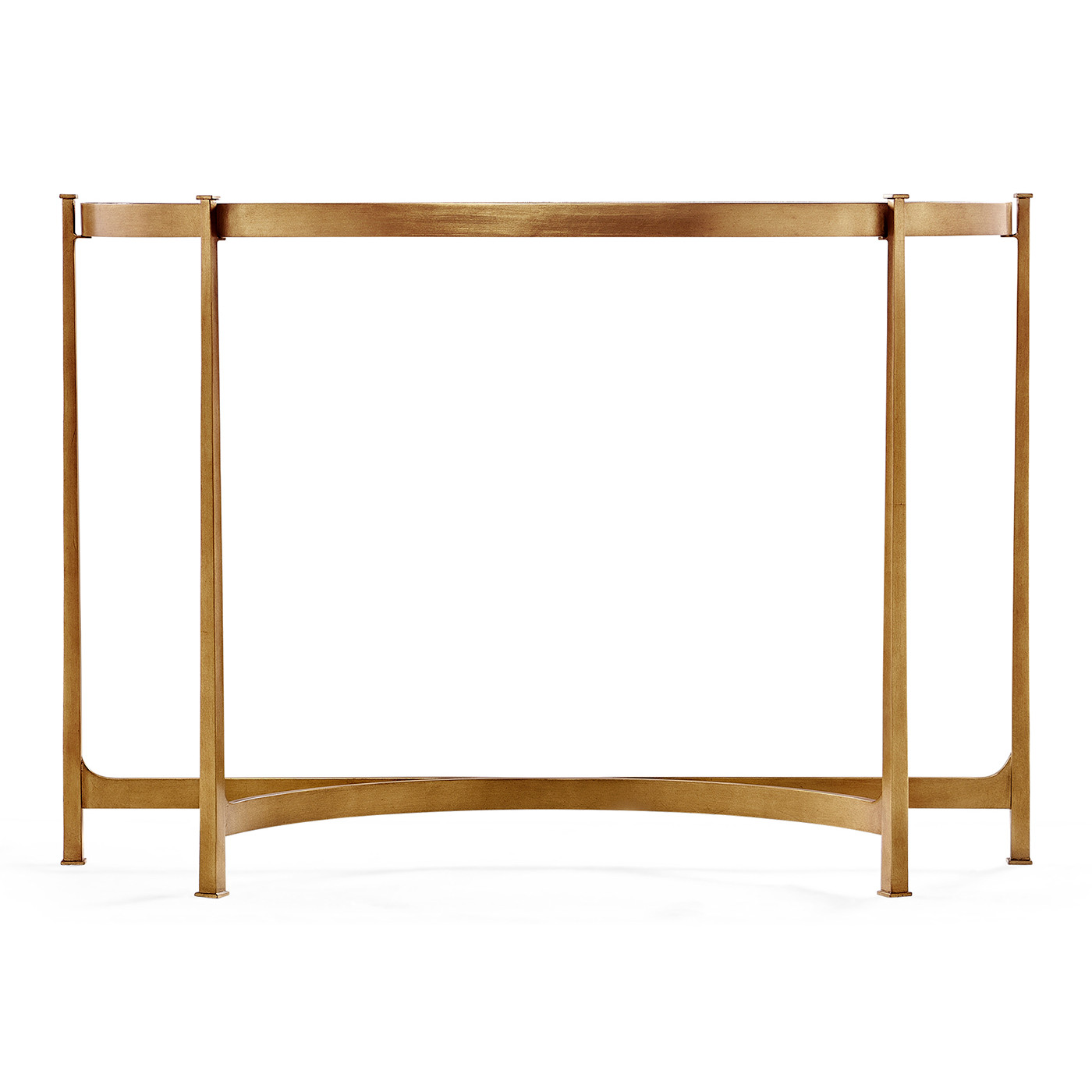 Large Églomisé & Gilded Iron Demilune Console 