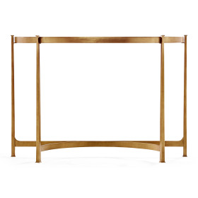 Large Églomisé & Gilded Iron Demilune Console 